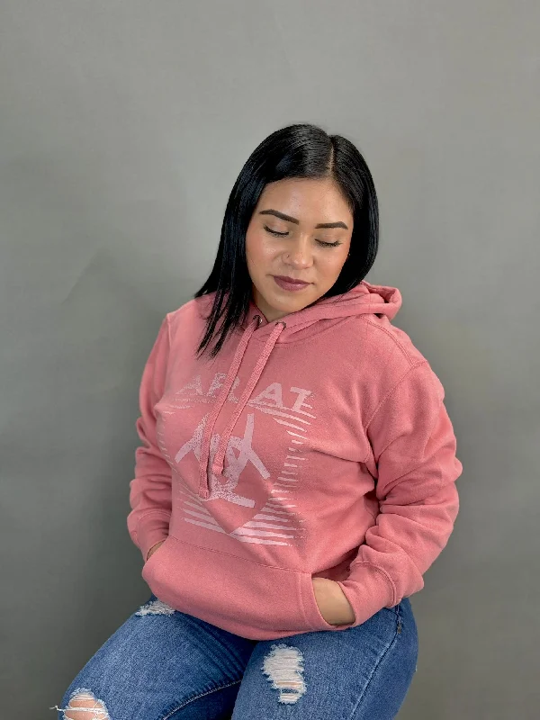 ARIAT REAL FADING LINES HOODIE DUSTY ROSE-6450 Hoodie with Slim Fit Tailored Modern