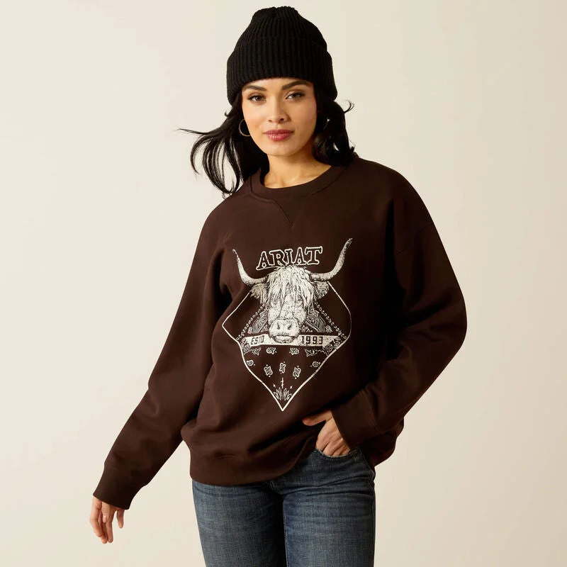 Ariat Taurus Oversized Crew Sweatshirt Mole -  3960 Hoodie with Lining Warm Insulated