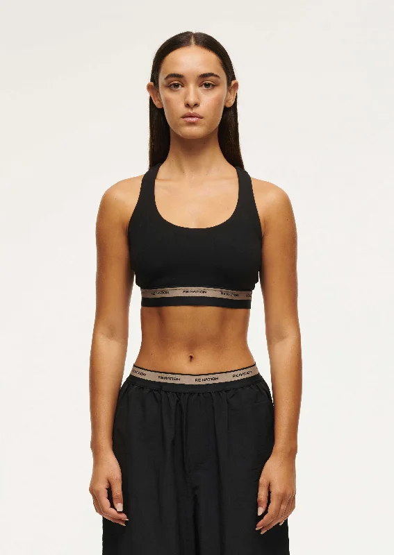 AVANT SPORTS BRA IN BLACK High-Cut Bra Design