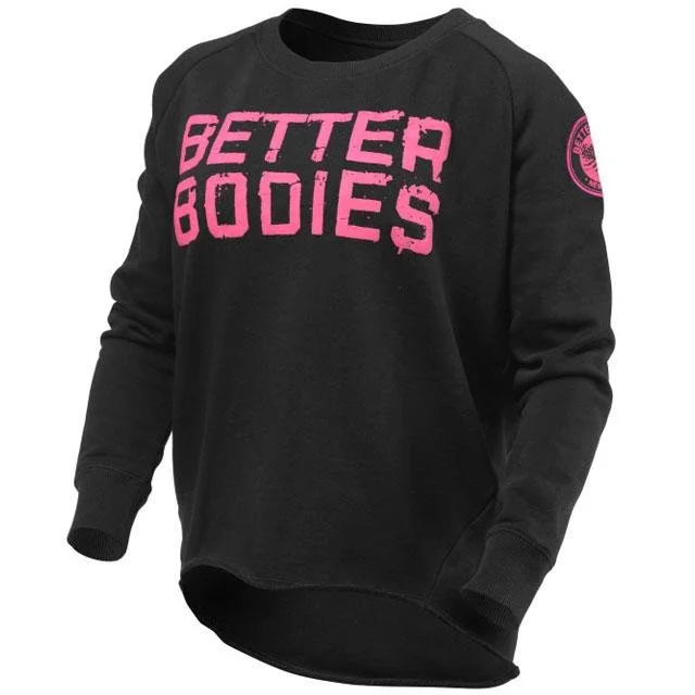 Better Bodies Wideneck Sweatshirt - Black Hoodie with Slim Fit Tailored Modern