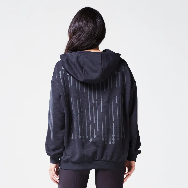 Code Oversized Drip Hoodie - Black Marl Hoodie with Drop Shoulder Relaxed Streetwear