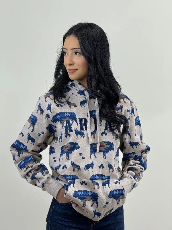 ARIAT REAL ALLOVER WESTERN PRINT HOODIE-1657 Hoodie with Camouflage Military Edgy