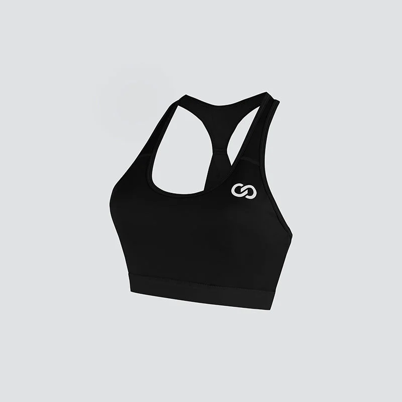 Deep Black Motion Emblem Sports Bra Seamless Push-Up Bra