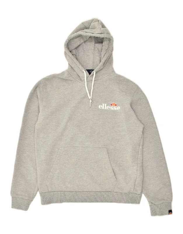 ELLESSE Womens Hoodie Jumper UK 12 Medium  Grey Cotton Hoodie with Elastic Cuffs Stretchable Comfortable