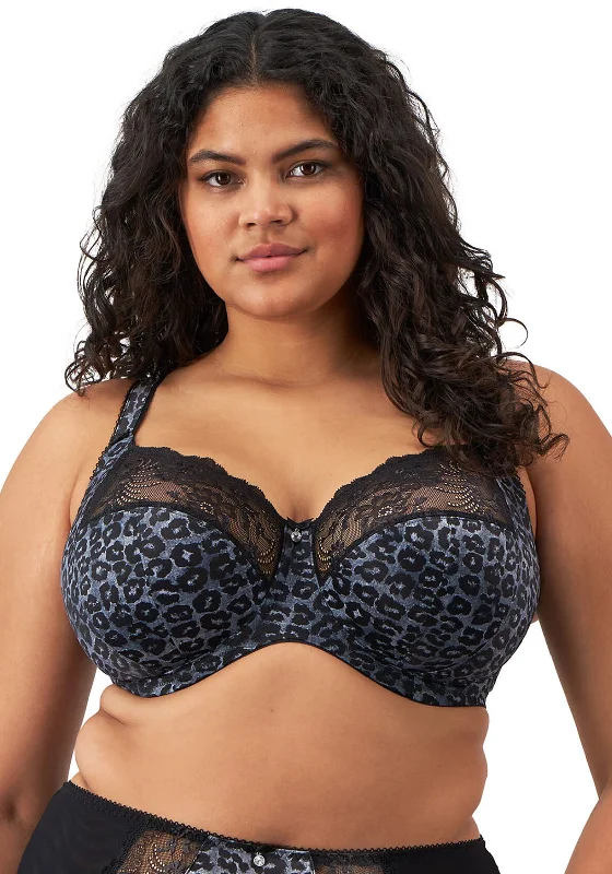 Elomi Morgan Leopard Stretch Banded Bra, Grey Lightly Padded Bra