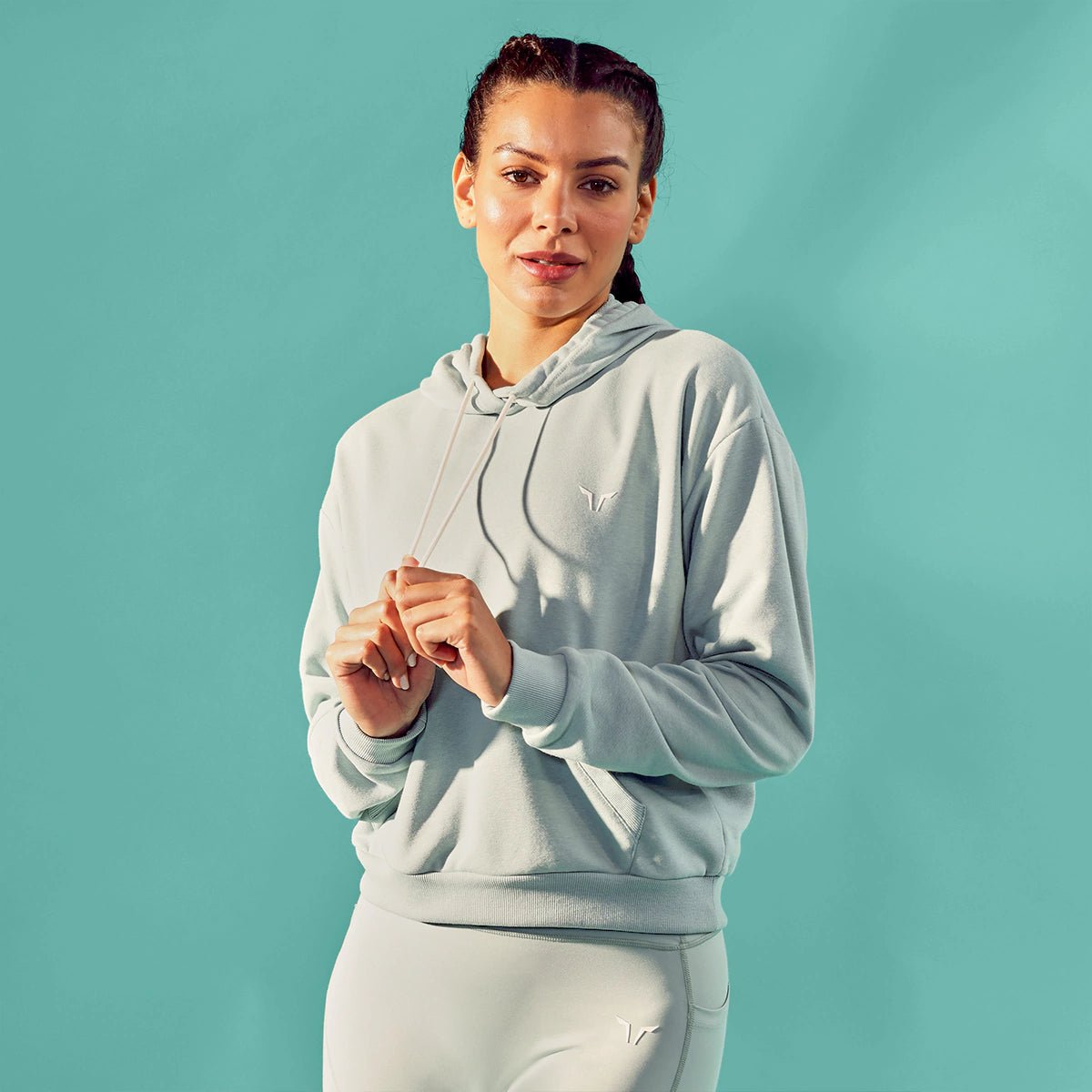 Essential Relaxed Hoodie - Grey Mist Hoodie with Belted Waist Structured Tailored