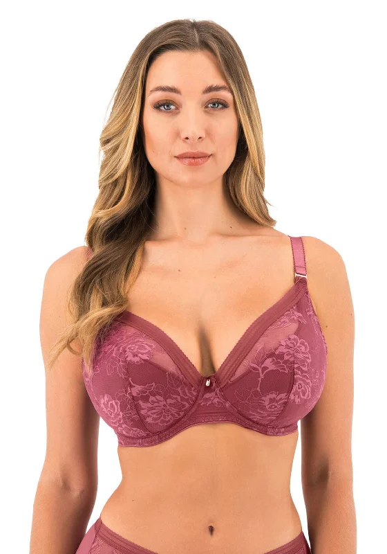 Fantasie Fusion Lace Padded Plunge Bra, Rosewood Push-Up Wireless Bra