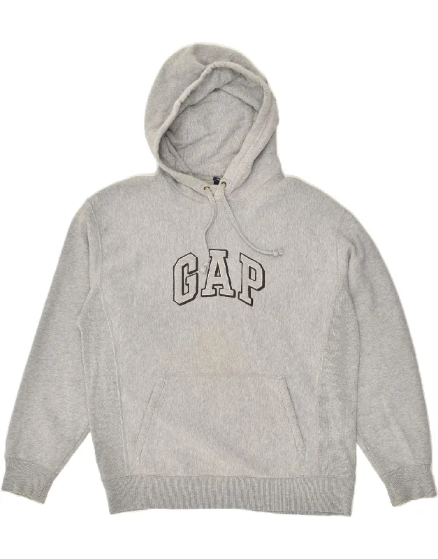 GAP Womens Graphic Hoodie Jumper UK 6 XS Grey Cotton Hooded Sweatshirt Casual Wear Street Style