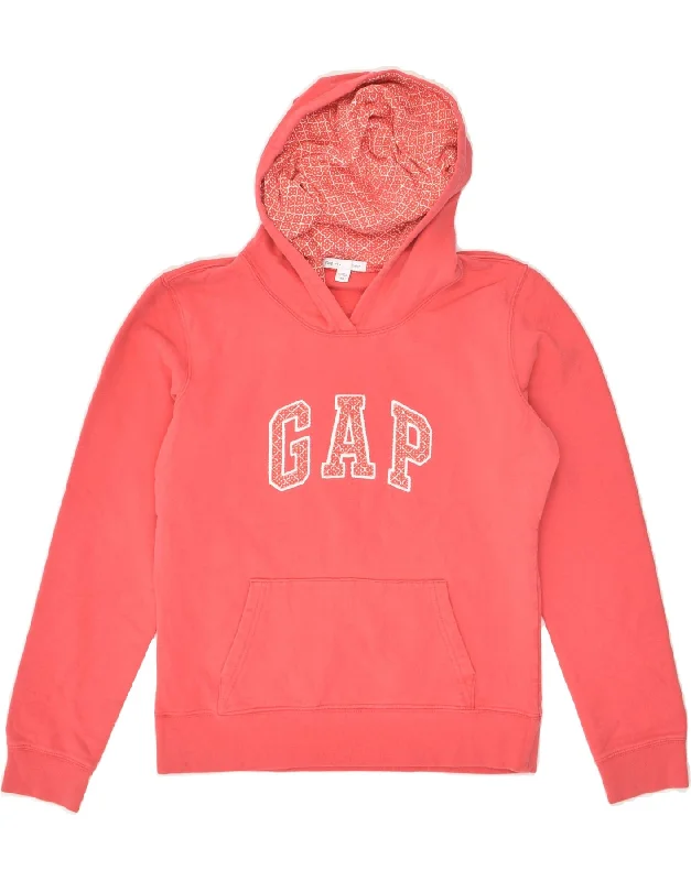 GAP Womens Graphic Hoodie Jumper UK 6 XS Pink Cotton Hoodie with Ribbed Neckline Snug Warm