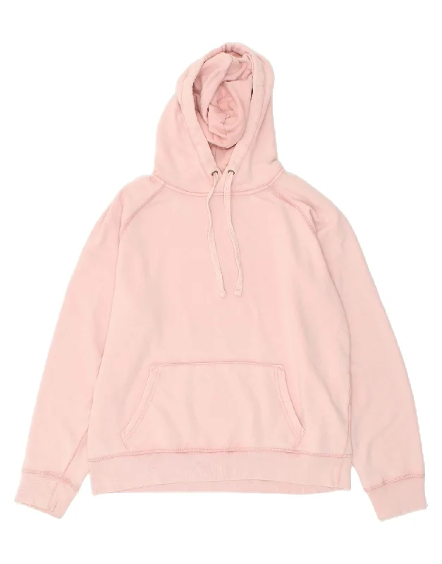 GAP Womens Hoodie Jumper UK 16 Large Pink Cotton Hoodie with Hem Applique Textured Unique