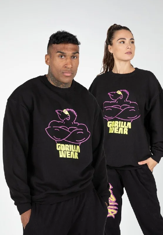 Gorilla Wear Legacy Oversized Sweatshirt - Black Hoodie with Set-In Sleeves Structured Classic