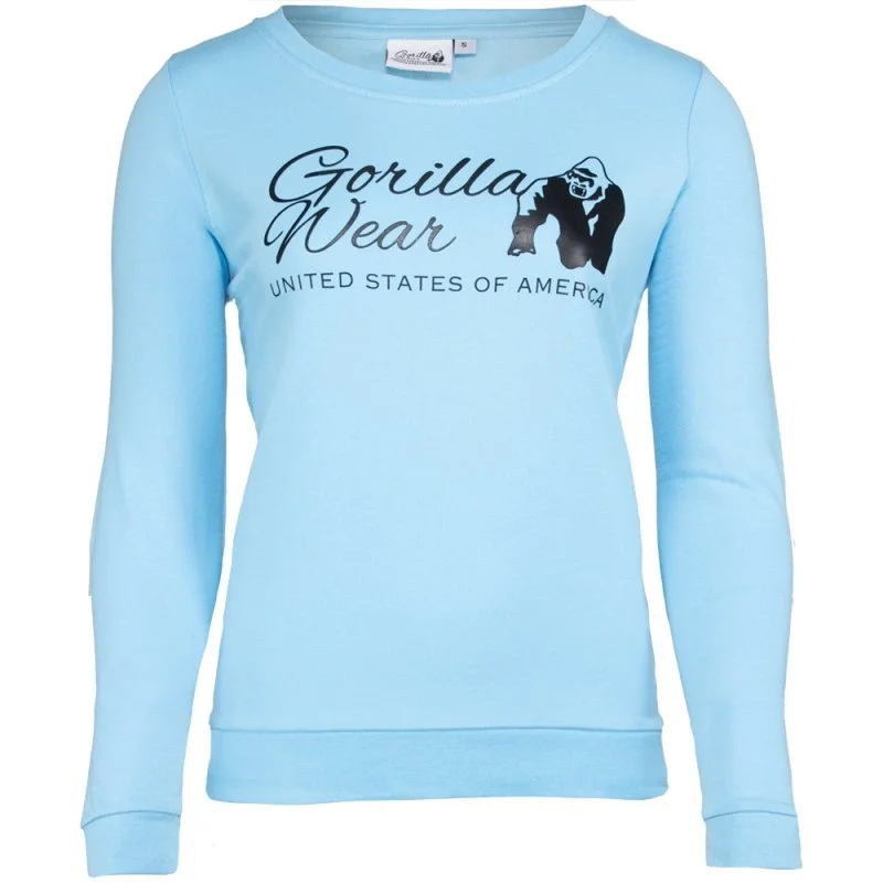 Gorilla Wear Riviera Sweatshirt - Light Blue Hoodie with Side Slits Relaxed Casual