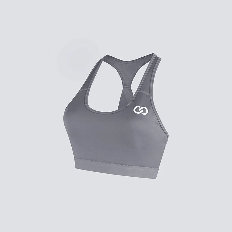 Grey Motion Emblem Sports Bra Feminine Lace Bra