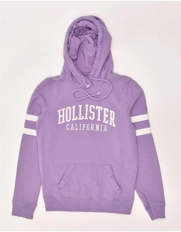 HOLLISTER Womens California Loose Fit Graphic Hoodie Jumper UK 6 XS Purple Hoodie with Slit Hem Functional Movement