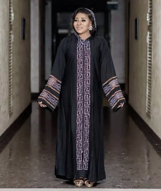 Hooded Arabian Abaya Hoodie with Half-Zip Sporty Casual