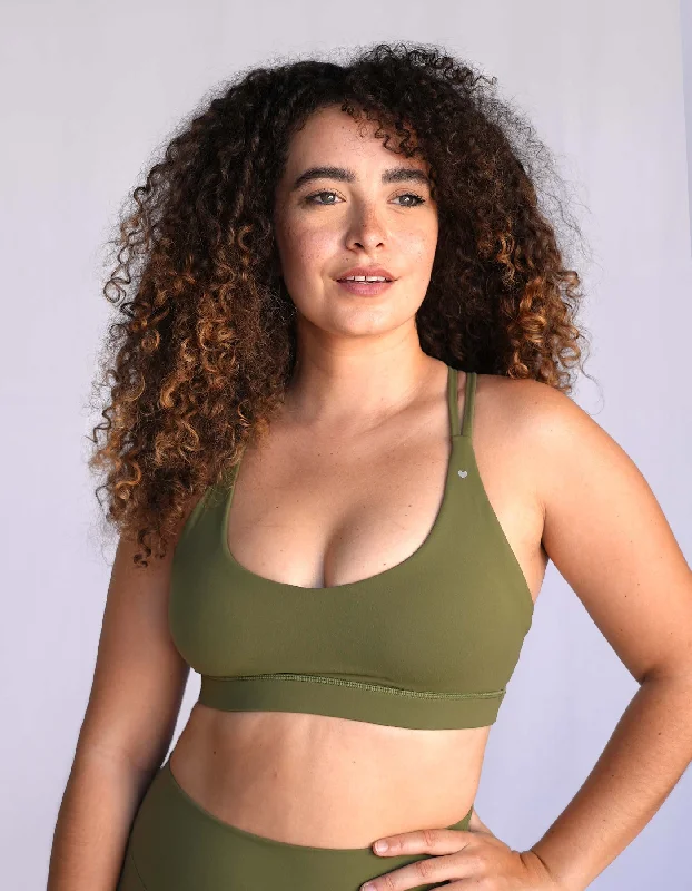 Johana Sports Bra - Olive Green Cotton Comfort Bra