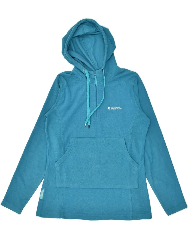 MOUNTAIN WAREHOUSE Womens Hooded Fleece Jumper UK 12 Medium Blue Polyester Zip Hoodie Drawstring Kangaroo Pocket