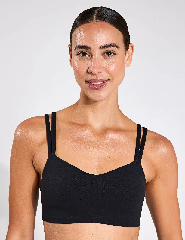 Zenvy Strappy Sports Bra - Black/Sail Supportive Wireless Bra