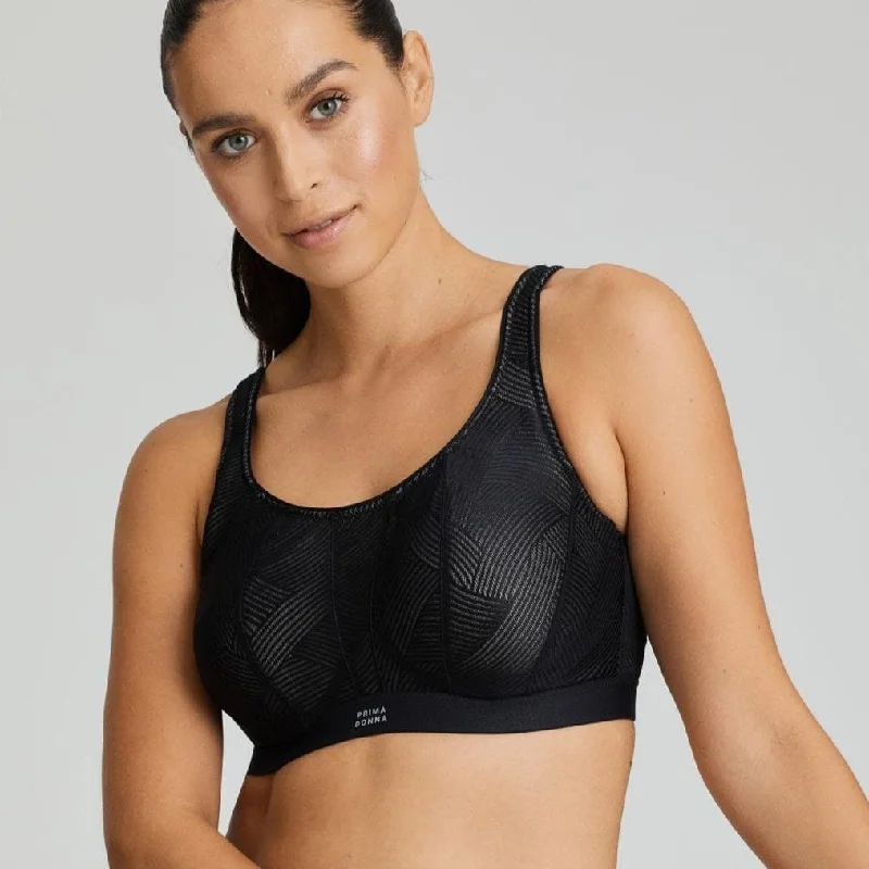 Prima Donna Sport The Game UW Non-Padded Sports Bra in Black 6000510 Adjustable Comfort Bra