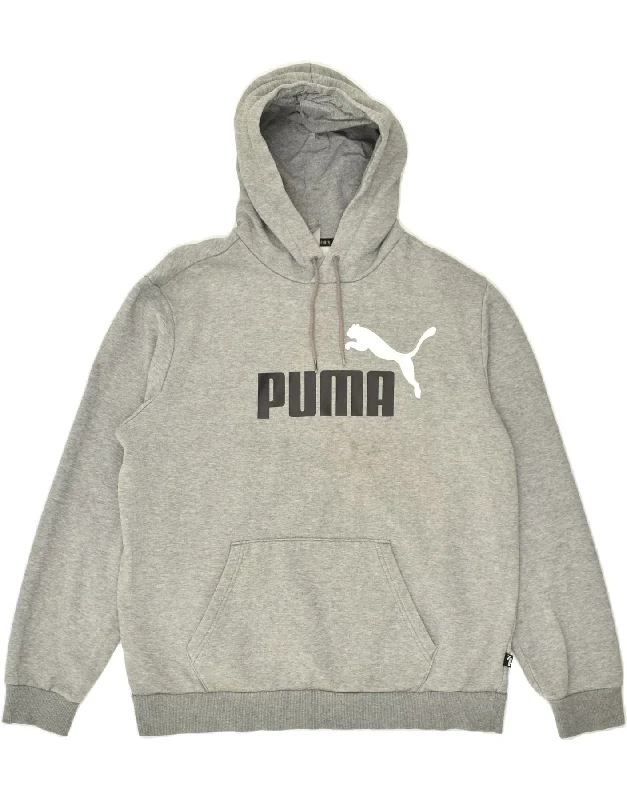 PUMA Womens Graphic Hoodie Jumper UK 16 Large Grey Cotton Hoodie with Hood Adjustable Protection