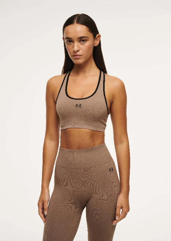 RESTORE SEAMLESS SPORTS BRA IN FOSSIL Breathable Comfort Bra