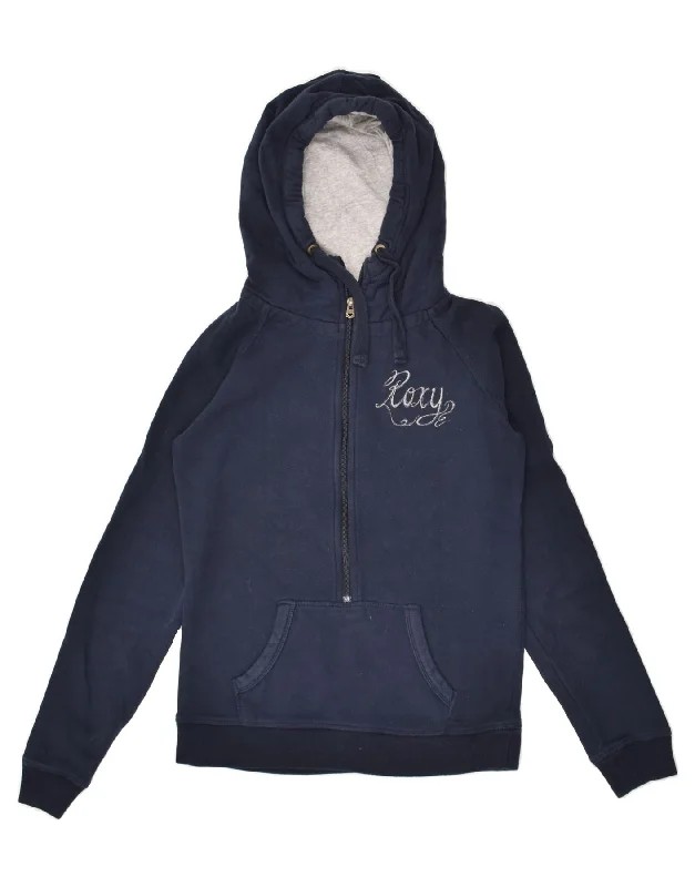 ROXY Womens Graphic Hoodie Jumper UK 12 Medium Navy Blue Hooded Sweatshirt Casual Wear Street Style