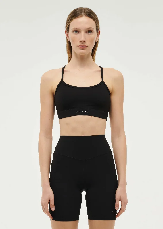 SIGNATURE SPORTS BRA IN BLACK Elegant Satin Bralette