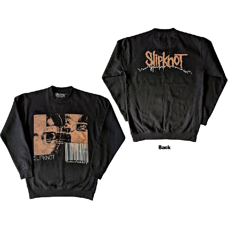 Slipknot | Official Band Sweatshirt | The End So Far Faces & Barcode (Back Print) Hoodie with Half-Zip Sporty Casual