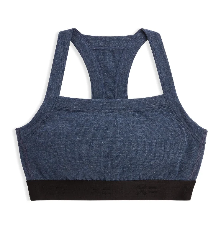 Scoop Soft Bra - Heather Navy Sleek Sports Bra