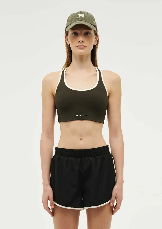 STELLAR SPORTS BRA IN FOREST NIGHT / WHISPER WHITE Adjustable Bra Straps