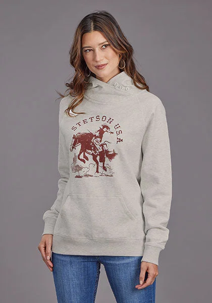 Stetson Women Hoodie Lady Bronc Rider Hoodie with Drop Shoulder Relaxed Streetwear