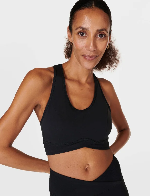 Super Soft Ultra-Lite Wrap Bra - Black Trendy Sports Bra