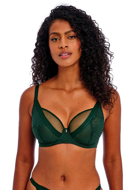 Freya Tailored High Apex Wired Bra, Deep Green Smooth Push-Up Bra