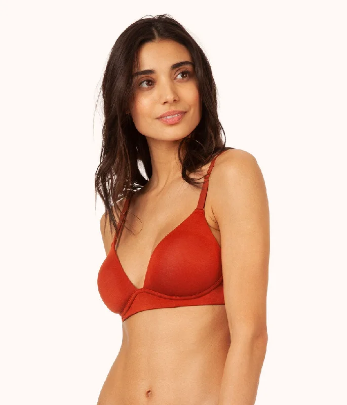 The All-Day Plunge No-Wire Bra: Burnt Orange Minimalist Wireless Bra