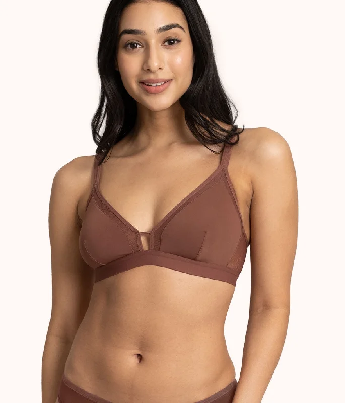 The Mesh Trim Padded Bra: Umber Supportive Cotton Bra