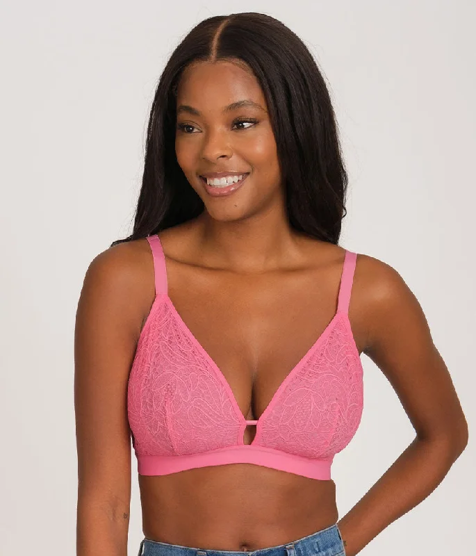 The Palm Lace Busty Bra: Pink Hibiscus Comfortable Lace Bralette