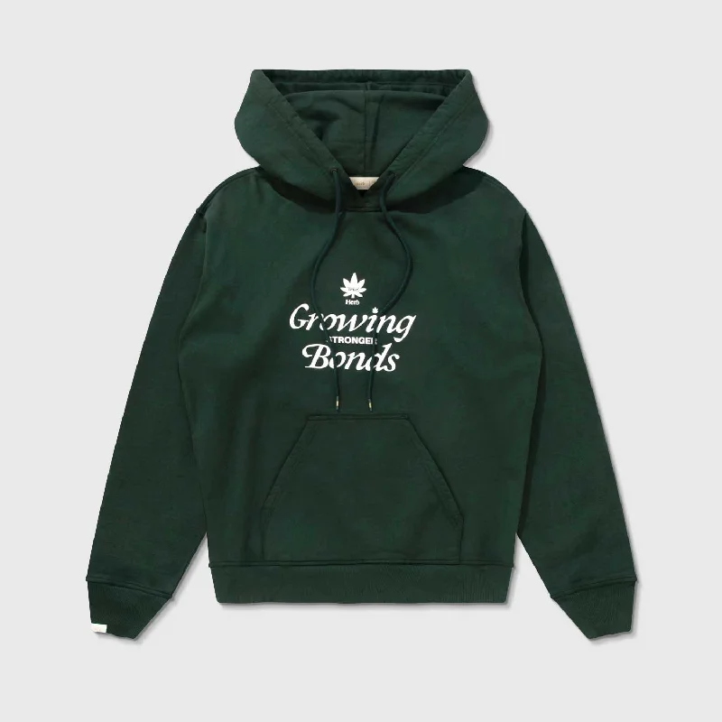 True X Herb Hoodie - Pine Green Hoodie with Raglan Sleeves Sporty Comfortable