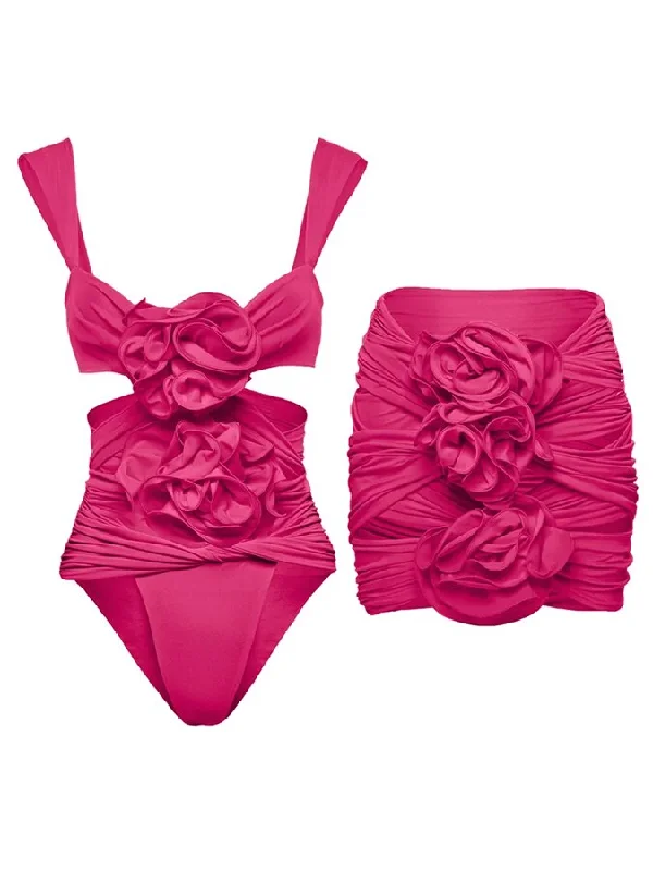 3D Flower Cutout One Piece Swimsuit Luxury Swimsuit Style