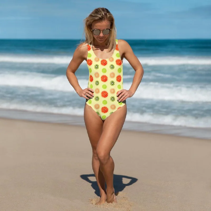 65 MCMLXV Women's Citrus Fruit Toss Print 1 Piece Swimsuit Comfortable Swim Dress