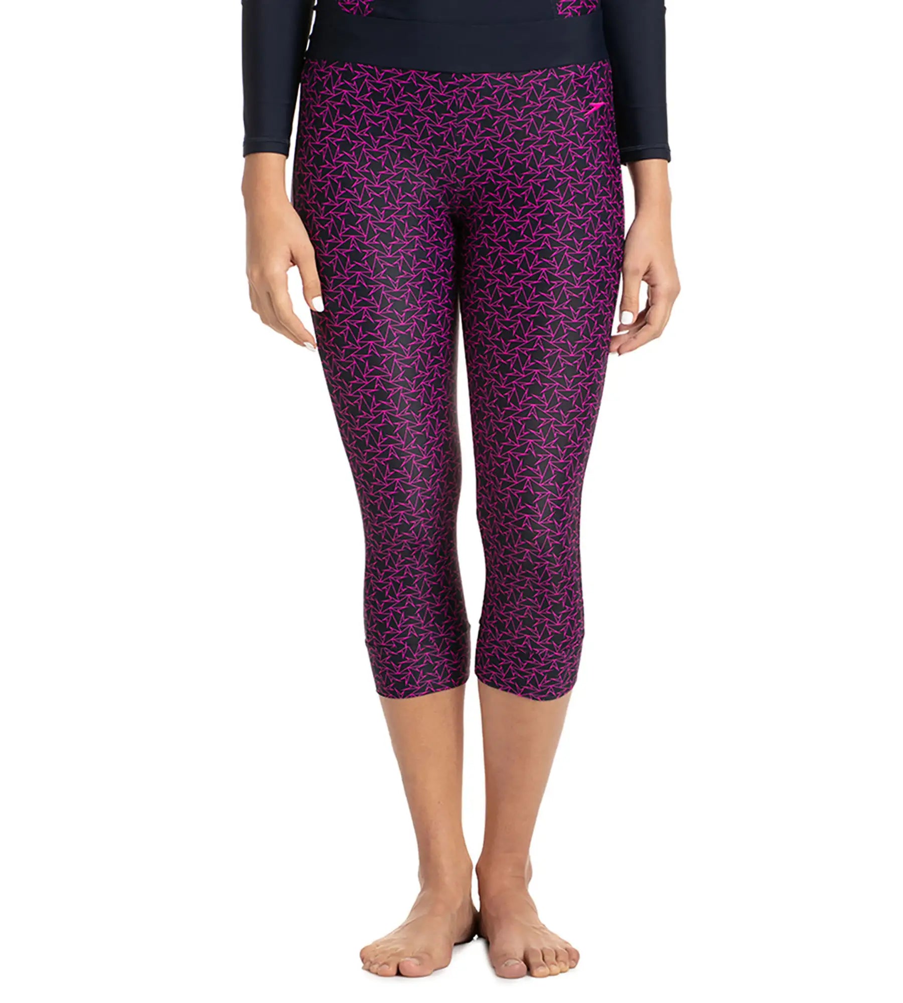 Women's Endurance 10 Printed Contrast Swim Capri - True Navy & Electric Pink Solid Color Swimsuit Women's Endurance 10 Printed Contrast Swim Capri - True Navy & Electric Pink Solid Color Swimsuit