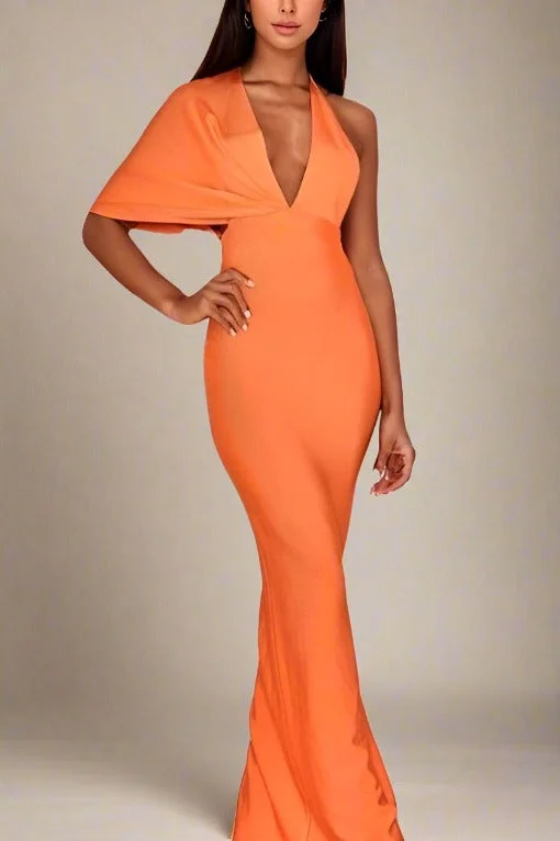 Blake Bandage Maxi Dress - Apricot Orange Elegant Tiered Maxi Dress