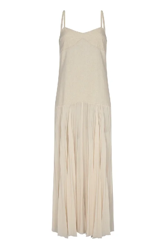 BRISA BUTTER MAXI DRESS Elegant Pleated Maxi Dress