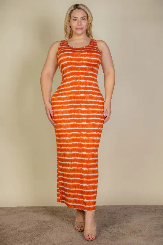 Plus Size Tie Dye Printed Tank Bodycon Maxi Dress Classic A-Line Maxi Dress