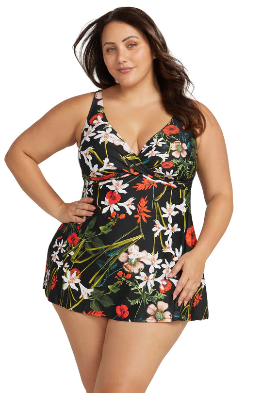 Wander Lost Delacroix Multi Cup One Piece Swimdress Tropical Print One-Piece