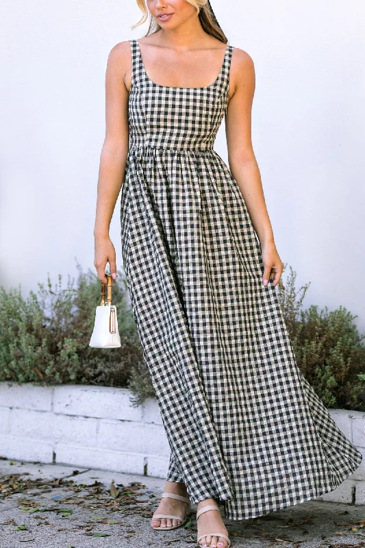 Dani Gingham Maxi Dress Chic Boho Print Maxi Dress