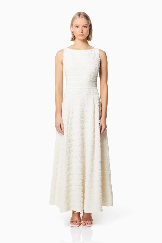 Decadence Textured Maxi Dress In White Stylish One-Shoulder Maxi Dress