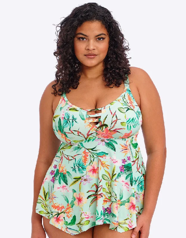 Elomi Sunshine Cove Non Wired Tankini Top Aqua Print Quick-Dry Tankini