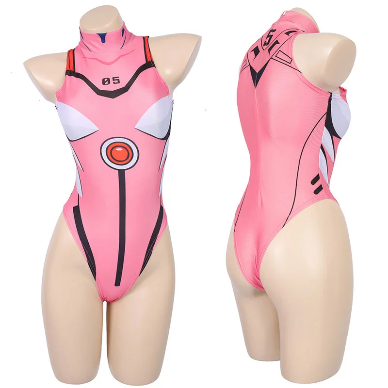 EVA Neon Genesis Evangelion Mari Makinami Illustrious Swimsuit Cosplay Costumes Beachy Ruffle Bikini