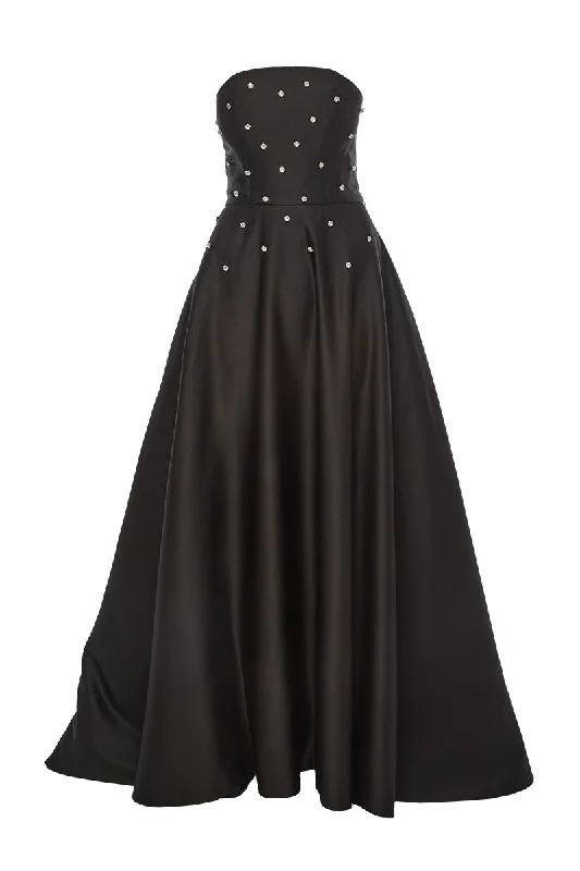 EVE DIAMONDS BLACK MAXI DRESS Comfortable Ruffle Maxi Dress