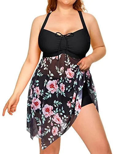 Flattering One Piece Bathing Suits Women's Halter Ruched Swimsuits with Tummy Control Retro Swimwear Style